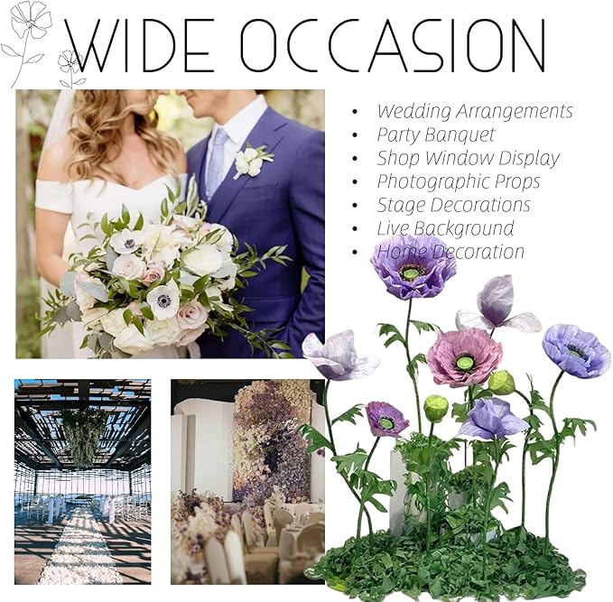 Giant Artificial Flower for Decoration, 9 Pcs/Set Artificial Flower for Wedding Birthday Christmas Purple Party Banquet Backdrop Decor Photography Props, Shop Window Display