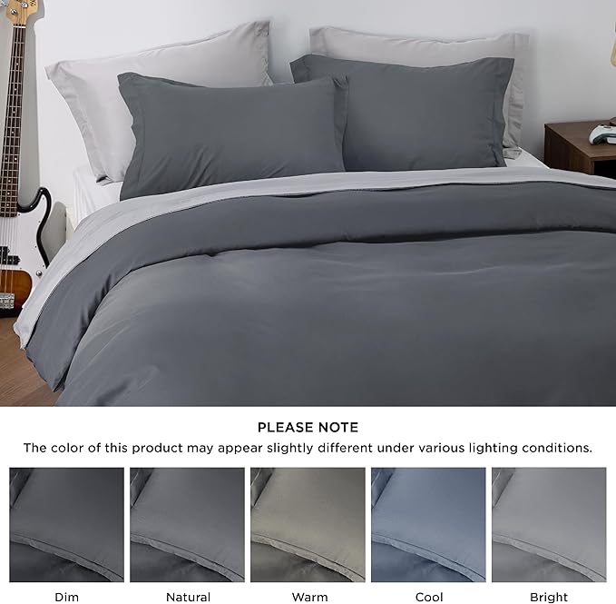 Bedsure Duvet Cover California King Size - Soft Double Brushed Bedding Set for Kids & Adults, Zipper Closure, 3 Pieces, Includes 1 Duvet Cover (104"x98") & 2 Pillow Shams, NO Comforter, Dark Grey