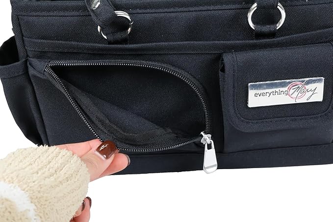 Everything Mary Junior Deluxe Store & Tote Organizer – Black Craft Tote with Handles – Collapsible Storage Caddy for Scrapbooking, Sewing, Art Supplies & DIY Creative Tools