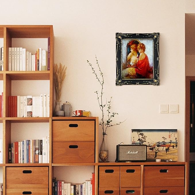 SIMON'S SHOP Black Wall and Table-top Picture Frames 8x10, Vintage 8x10 Picture Frame with Glass Cover, Antique Gothic Style Photo Frame