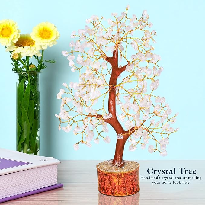 YATHABI Clear Quartz Crystal - Feng Shui Money Bonsai Tree - Natural Gemstones - Spiritual Trees - Chakra Crystal Tree of Life - Positive Energy Stones and Crystals