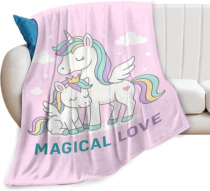 Unicorn Blanket Cute Unicorn Throw Blanket Magical Love Soft Cozy Fleece Fuzzy Stuffed Plush Flannel Animal Gifts for Girls Women Boys Kids Adults 40''x50''