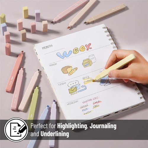 Mr. Pen Aesthetic Highlighters - 10 Colorful Chisel Tip Pens for Bible Pages | No Bleed Design