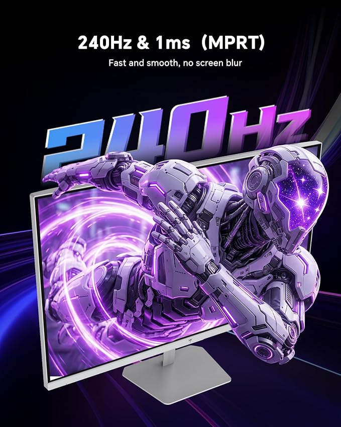 KTC 24 Inch 240Hz Gaming Monitor,1080P PC Computer Monitor with Fast IPS Panel, HDR 400, Adaptive Sync, 1ms(MPRT), 116% sRGB, HDMI Display Port, Eye Care, VESA Mount, White H24F7