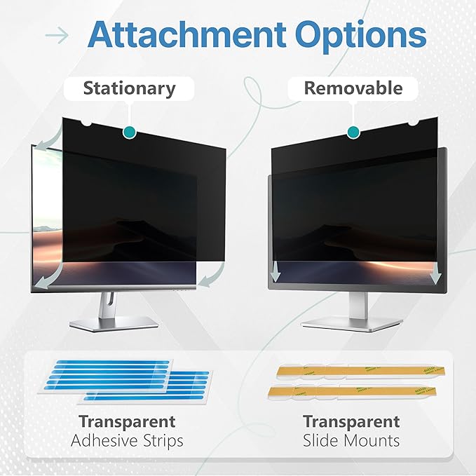VINTEZ [2 Pack] 27 Inch 16:9 Privacy Screen for Computer Monitor and Laptop - Anti Glare Protector Film Blue Light Filter Eye Protection - Computer Screen Privacy Shield