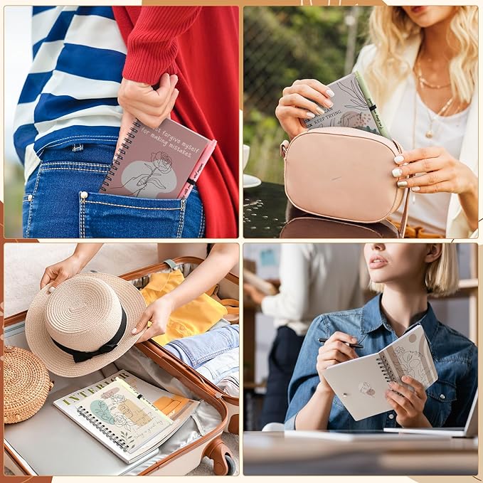 Kosiz 48 Pcs/24 Set Positive Affirmation Gifts Gratitude Spiral Notebooks with Pens Motivational Encouragement Notepads Daily Affirmations Journal for Women Valentine Galentine Gifts (Abstract)