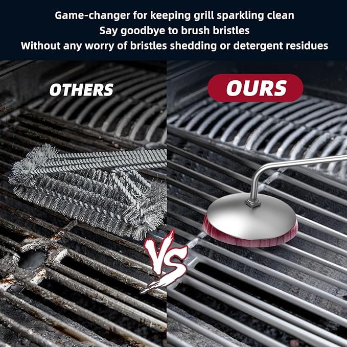 Onion Holder Grill Brush, BBQ Grill Brush Bristle Free for Outdoor Grill, Grill Cleaning Brush Tools for Blackstone Charcoal Grills Gas Grills, Grill Cleaner Brush BBQ Grill Accessories