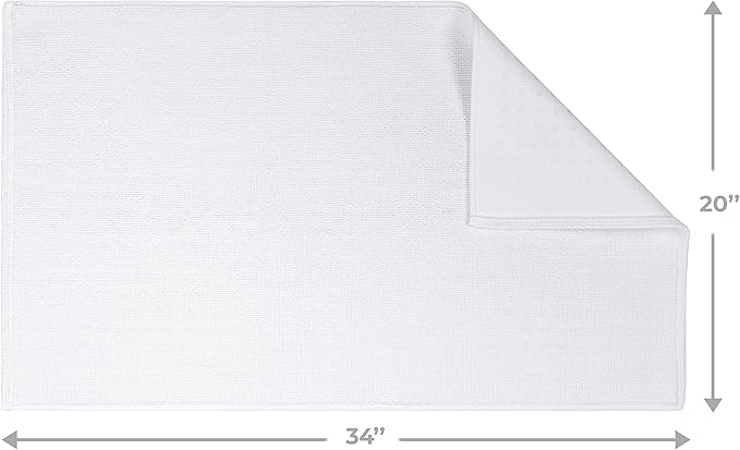 Cotton Paradise 100% Cotton Turkish Bathmat Rug, Soft Absorbent Quick Dry Non Slip, 20x34 Bathmat Rug, Snow White