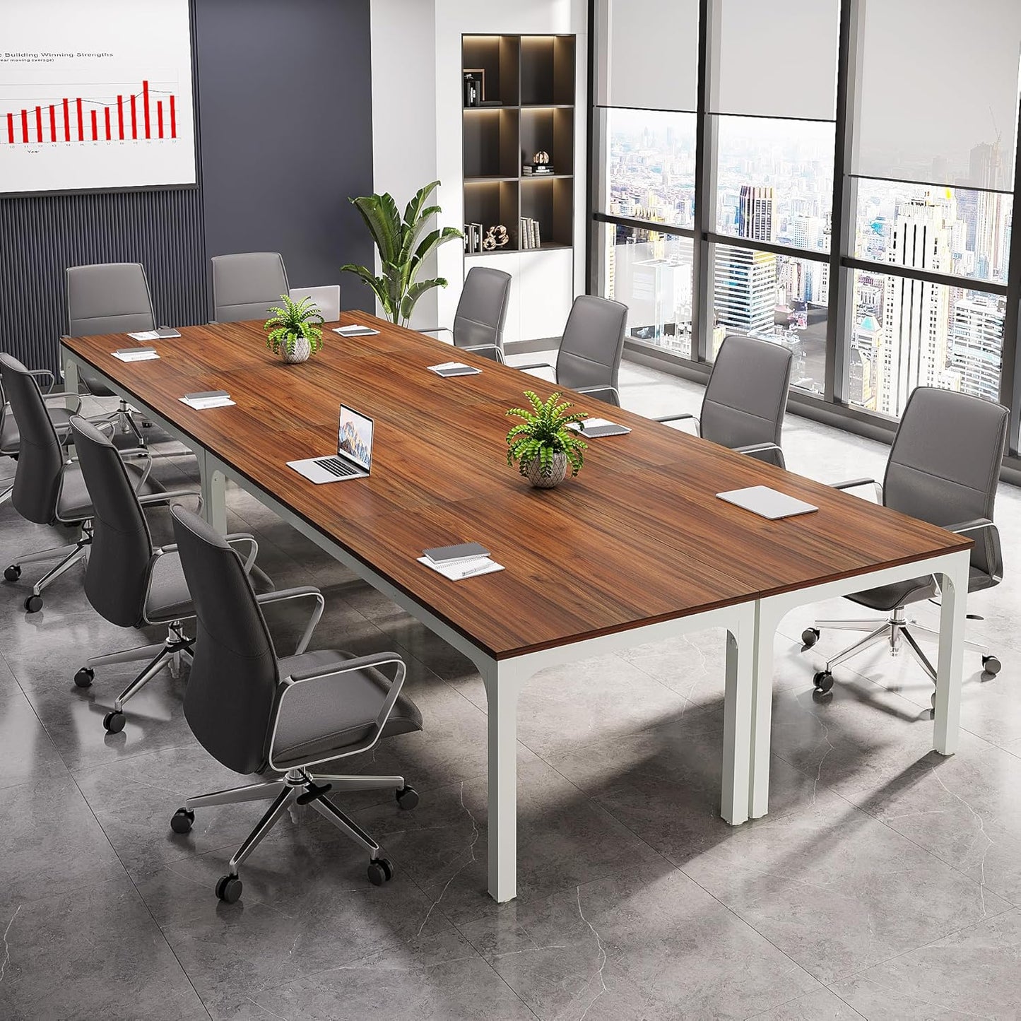 Tribesigns 6.5 FT Conference Table - Modern Large Office Meeting Table | 78.74" W x 27.56" D, Walnut