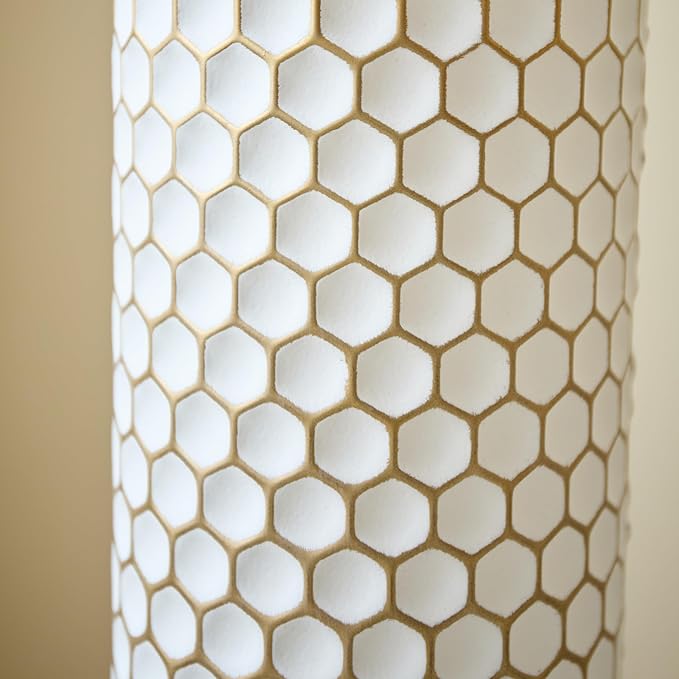 Metal Floor Vases Decorative, Set of 3 Flower Arrangement Stand, Tall White＆Gold Metal Floor Vases for Living Room, Bedroom & Entryway, 33.4", 28.74", 24.4" H (Gold＆White2)
