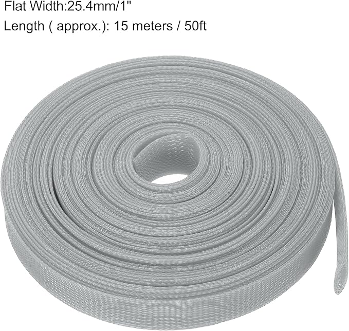 uxcell Expandable Sleeving, 1-inch 50ft Cable Sleeve, Gray