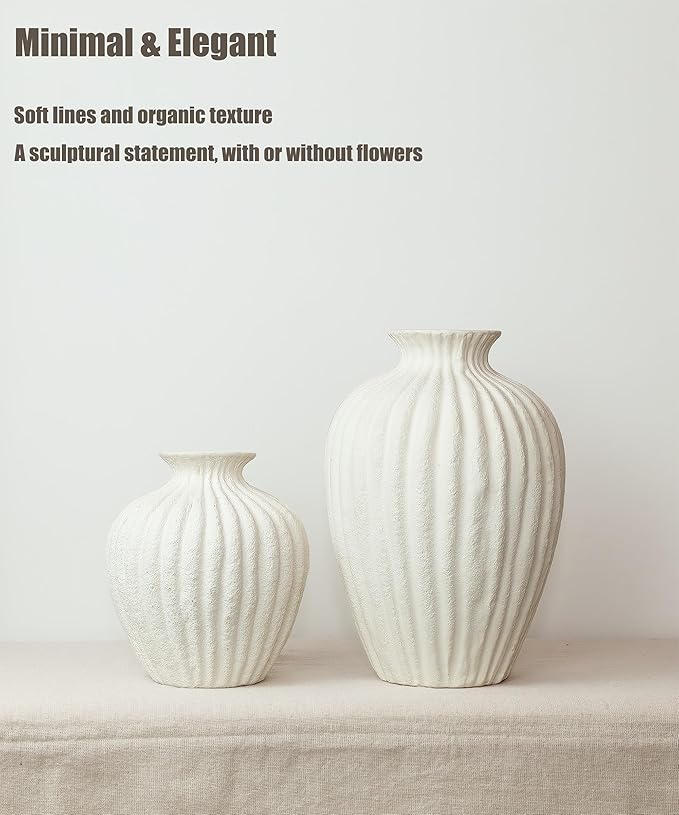 Ceramic Vase Rustic White for Farmhouse, Small Table Decorative Vase for Home Decor, Nordic for Ofice Hotel Living Room, Shelf, Tabletop Décor