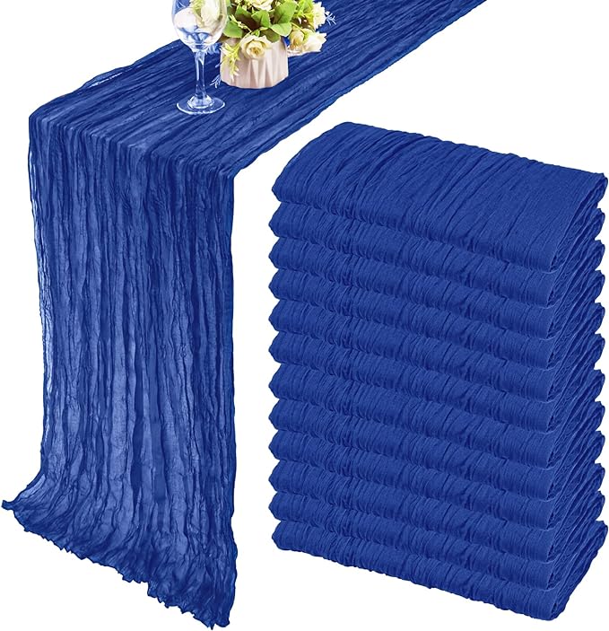 12 Pack Boho Gauze Table Runner - 35x72 Inch Royal Blue