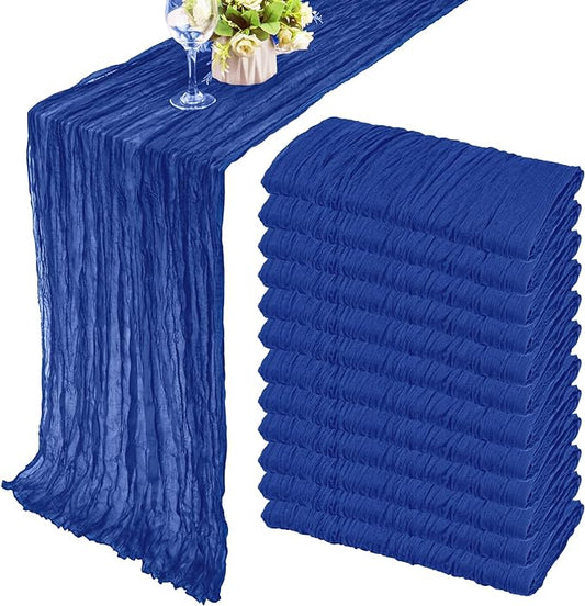 12 Pack Boho Gauze Table Runner - 35x72 Inch Royal Blue