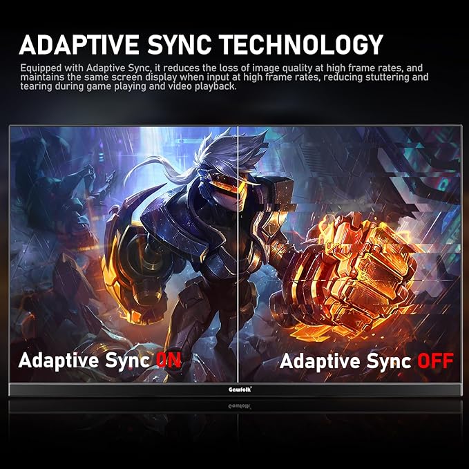 Gawfolk 24.5 Inch PC 300Hz Gaming Monitor, FHD 1080p Screen,Adaptive Sync,1ms Without Bezel, 98% sRGB, 178 ° Angle View, HDMI、DisplayPort, Compatible with Wall mounting 75 * 75MM - Black