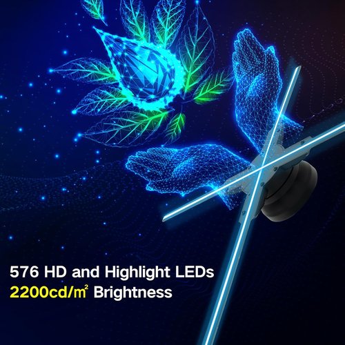 **3D Hologram Fan - 22 Inch Holographic Projector with WiFi & Bluetooth | 624 LEDs for Stunning Displays**