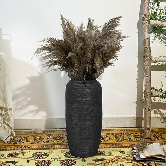 Large Rustic Ceramic Black Vase,15.7 Inch Tall Pottery Farmhouse Decor Floor Vase Vintage Flower Vases for Home Living Room Entryway Table Centerpiece Decor,Terracotta Vases,Wedding Gift