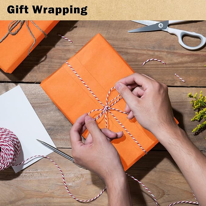 RUSPEPA Orange Kraft Wrapping Paper Roll, 17.5"x 393"(32.8'), Recyclable Orange Gift Wrap Paper for Birthday Gift Wrapping, Table Covering, Art & Craft Supplies, Easter Bouquet Flower, 80GSM