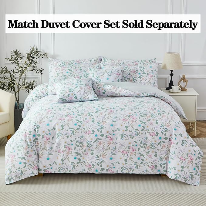 FADFAY Cal King Size Sheets Set 100% Cotton Vintage Floral Shabby Flowers & Leaves Pattern Farmhouse Bedding Set Deep Pocket Sheets with 2 Pillowcases Breathable Soft 4Pcs, Cal King