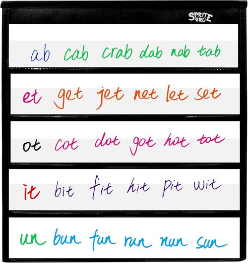 Black Tabletop Pocket Chart - Double-Sided Self-Standing Design with 20 Dry Erase Cards | 13” X 12”