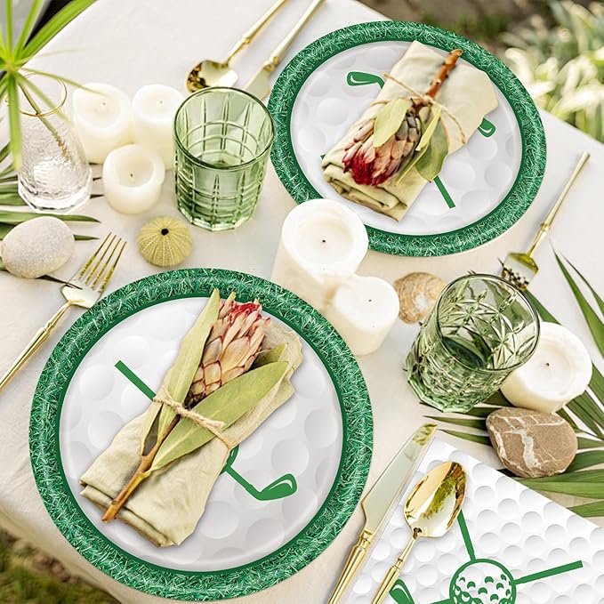 Golf Party Decorations Birthday Decor Serve 20 Green Sports Theme Plates and Napkins Set Supplies for Baby Shower 40Pcs Golf Birthday Decorations