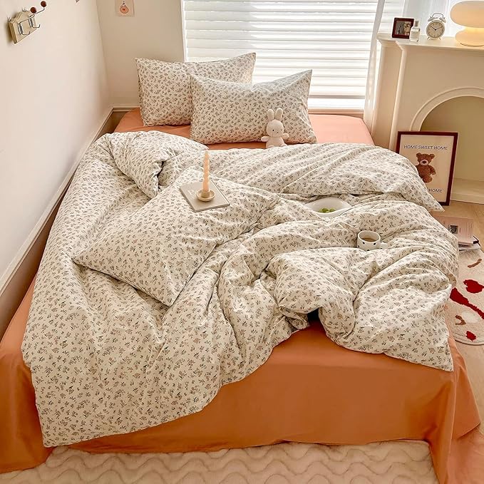 LifeTB Pink Floral Comforter Set Queen Vintage Flower Botanical Comforter Queen Fluffy Soft Cozy Aesthetic Floral Bedding Set Lightweight French Style Cute Flower Comforter Set for All Seasons