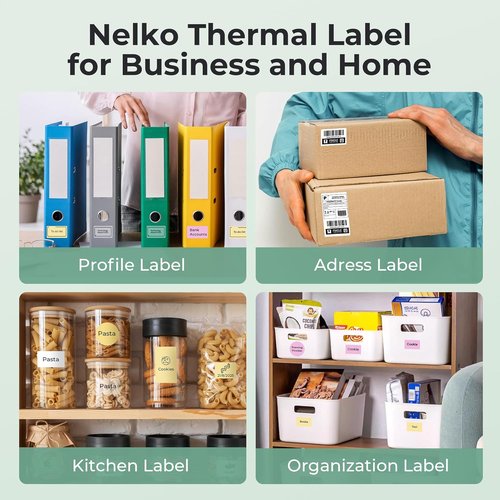 Nelko Thermal Labels - Waterproof Multi-Purpose Sticker Tape | 2'' x 3.15'' (50x80mm) | 100 Self-Adhesive Rolls