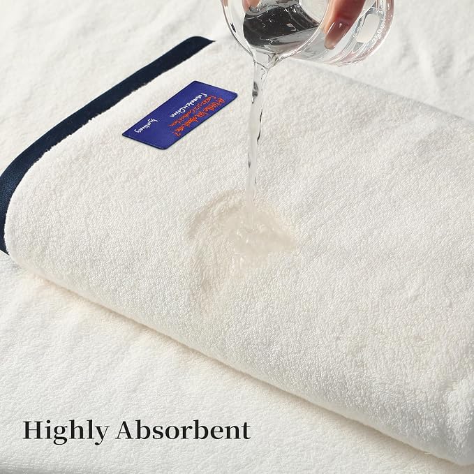 REDKISS 6 Piece Bath Towel Set, 100% Cotton, Soft Absorbent 600 GSM | Includes 2 Bath Towels, 2 Hand Towels & 2 Washcloths | Quick Dry | Contrast Border Design | Bathroom | Guest Bath & Apartment