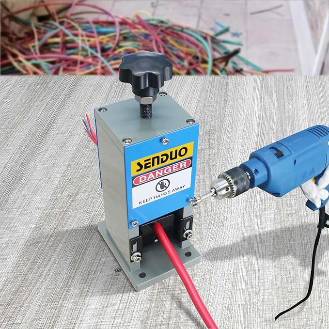 Manual Wire Stripping Machine Speed 50FT/MIN Wire Stripper Machine Wire Gauge Range 0.06-1inch Portable Copper Wire Peeler Machine Two Blades Included for Scrap Copper Wire Cable Stripping