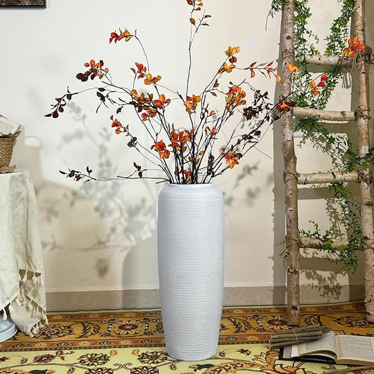 Large Rustic Ceramic Farmhouse Vase,19.7 Inch Tall Pottery Decor Floor Vases Vintage Flower Vases for Home Living Room Entryway Table Centerpiece Decor,Terracotta Vase,Wedding Gift,White