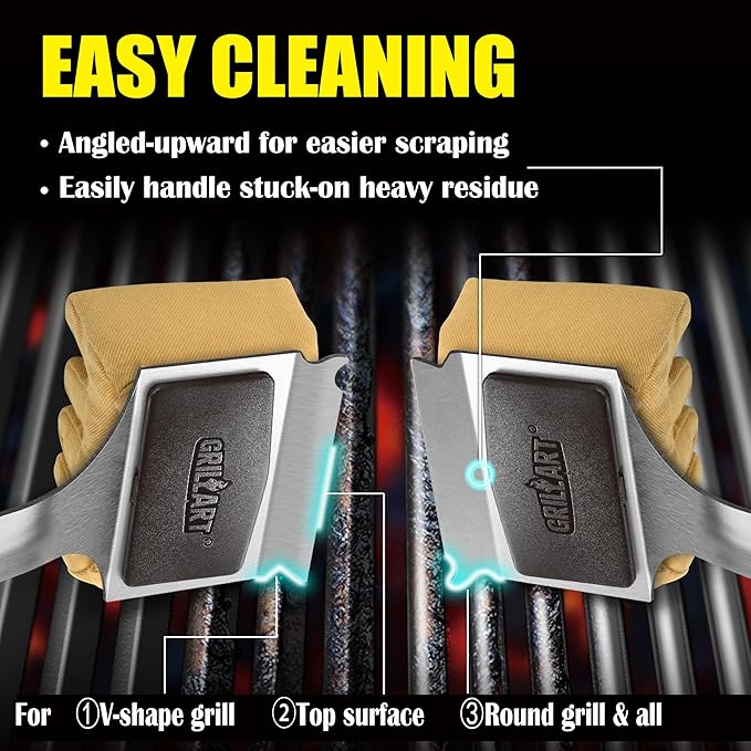 GRILLART Grill Brush Bristle Free, Replaceable BBQ Cleaning Pad (No Handle), Safe Replacement Cleaning Pad/Head for Cast Iron/Stainless Steel Grates - Deep-Reach (Black)