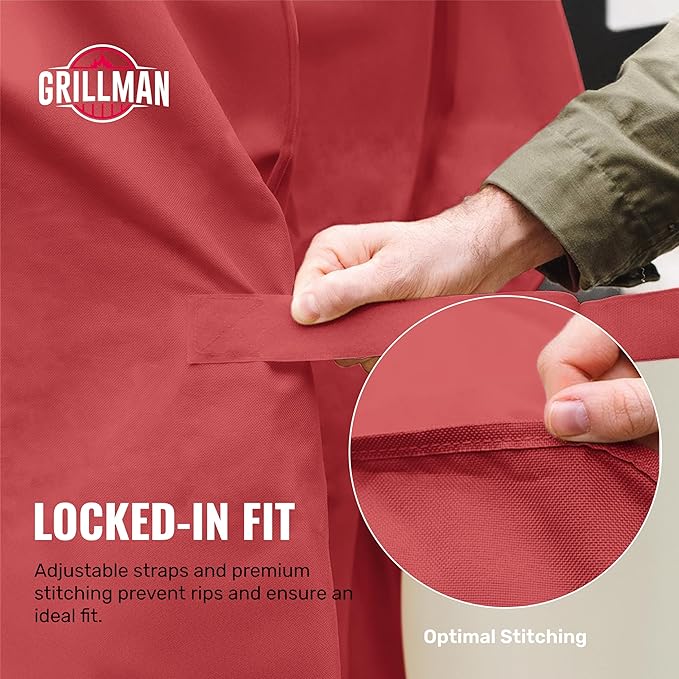 Grill Cover by Grillman, Red, 64 Inch, BBQ Outdoor Grill Covers, Charcoal & Gas Grills, Waterproof, Rip-Proof, Weather-Resistant, Anti-UV, Barbecue Cover for Weber, Genesis, Charbroil, Nexgrill, etc