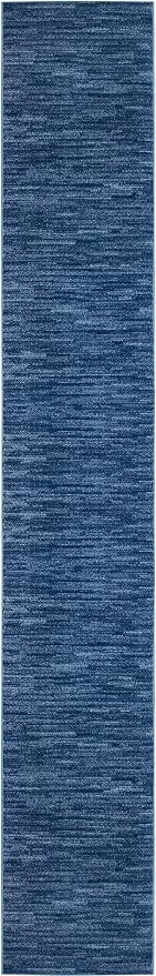 Nourison Home Nourison Essentials Navy Blue 2'2" x 20' Area Rug - Easy Clean, Non Shedding, Bed Room, Living Room, Dining Room, Kitchen (20' Runner)