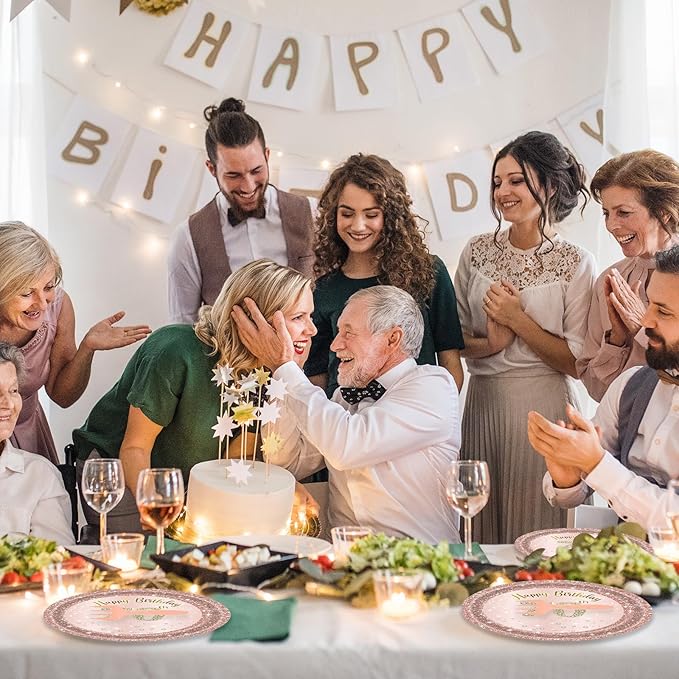 72 Pcs 70th Birthday Paper Plates and Napkins Party Supplies, Rose Gold 70th Birthday Party Plates and Napkins Tableware Set for Men Women Cheers to 70 Years Birthday Party Decorations Serves 24