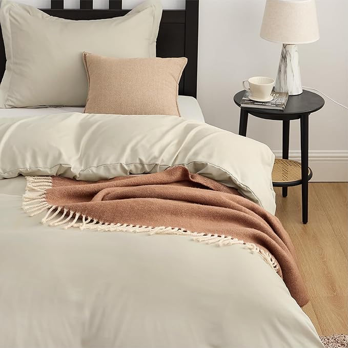 Bedsure Duvet Cover Twin/Twin XL Size - Soft Double Brushed Bedding Set for Kids & Adults, Zipper Closure, 2 Pieces, Includes 1 Duvet Cover (68"x90") & 1 Pillow Sham, NO Comforter, Linen