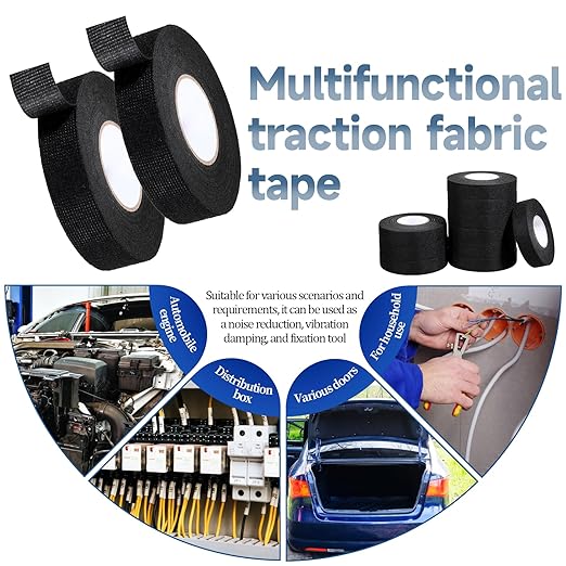 20 Rolls Wire Harness Tape, 3/4 Inch x 49 FT High Temp Self-Adhesive Fabric Electrical Cloth Tape for Automotive Engine Wiring Loom, Noise Damping, Insulation Protection