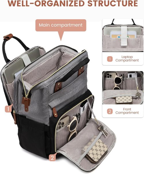 LOVEVOOK Laptop Backpack - 15.6'' Waterproof Travel Bag for Women | Stylish Teacher & Nurse Purse