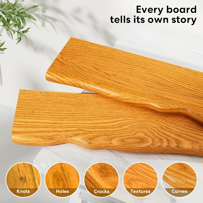 Solid Wood Live Edge Floating Shelves Set of 2 – 48" Rustic Wall Shelf with Hidden Bracket System, Wall Mounted Shelves for Bathroom, Kitchen, Living Room, Bedroom (Honey Walnut)