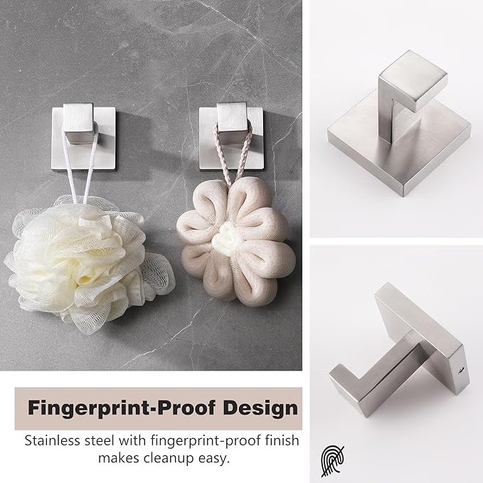 LANC 2PCS Bathroom Towel Hooks, Heavy Duty Stainless Steel Robe Hooks for Hanging Clothes,Coat,Towels, Wall Mount Bath Hooks for Contemporary Bathroom,Kitchen, Brushed Nickel, A8805BN-P2