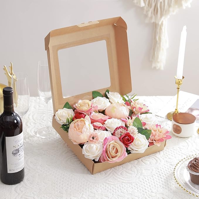 Artificial Flowers Combo, Fake Flowers for DIY Tables Centerpieces Baby Shower Bridal Shower Wedding Bouquet Arrangements Party Candle Holder Cake Decor Flower Home Decorations