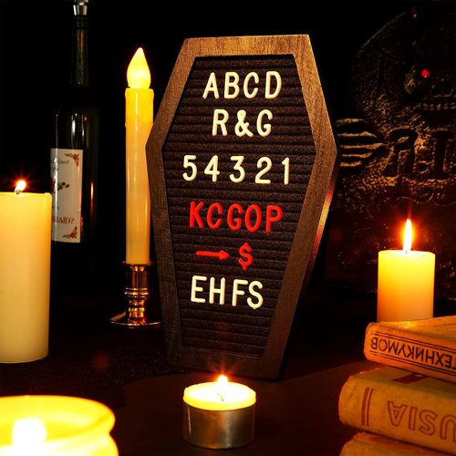 Qeeenar Black Felt Coffin Letter Board - 2 Pieces with 270 Changeable Letters & Numbers | 10 x 6 Inch Gothic Decor for Halloween & Home