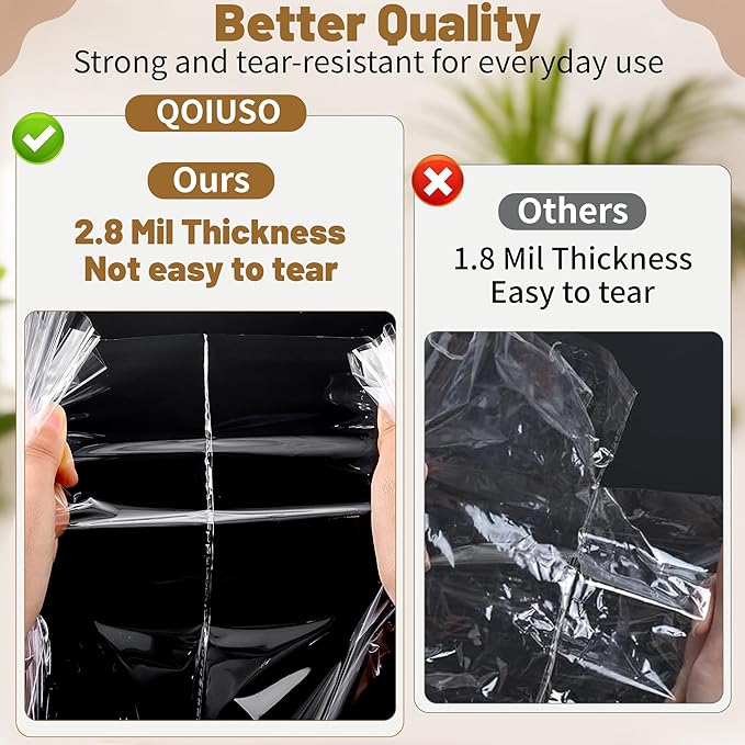 QOIUSO 6PCS Extra Large Cellophane Bags 40x50 Inch, Clear Cellophane Wrap for Large Christmas Gift Baskets, 2.8 Mil Thick Clear Gift Bags for Christmas, Holiday Parties, Weddings & Birthdays