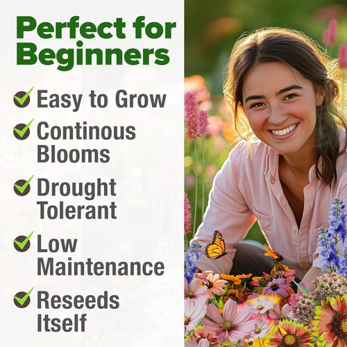 HOME GROWN Premium Monarch Butterfly Wildflower Seeds Mix - 20,000+ Non-GMO Perennial Seeds for Pollinator Gardens (2oz)