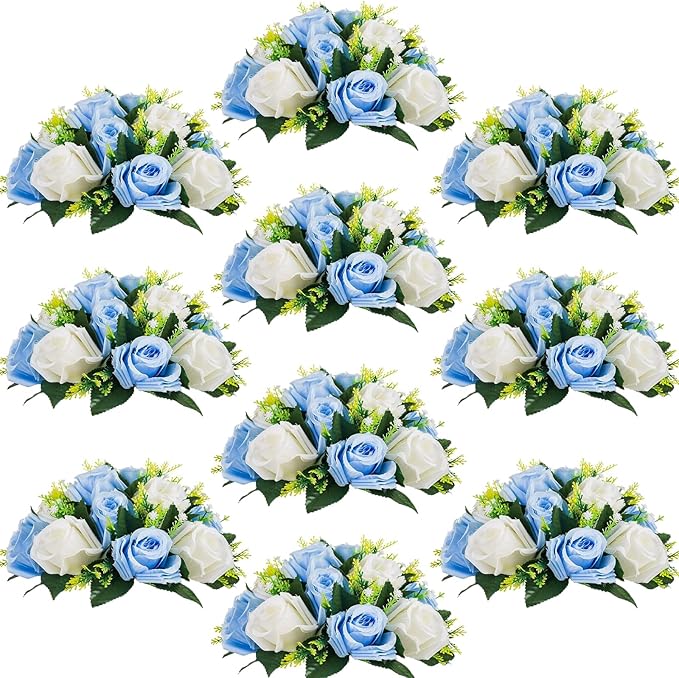 Flower Centerpieces for Wedding Tables: Wedding Table Decorations Blue & White Flower Balls Centerpieces for Engagement Cerebration Party Center Pieces 10 Packs