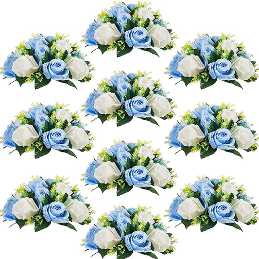 Flower Centerpieces for Wedding Tables: Wedding Table Decorations Blue & White Flower Balls Centerpieces for Engagement Cerebration Party Center Pieces 10 Packs