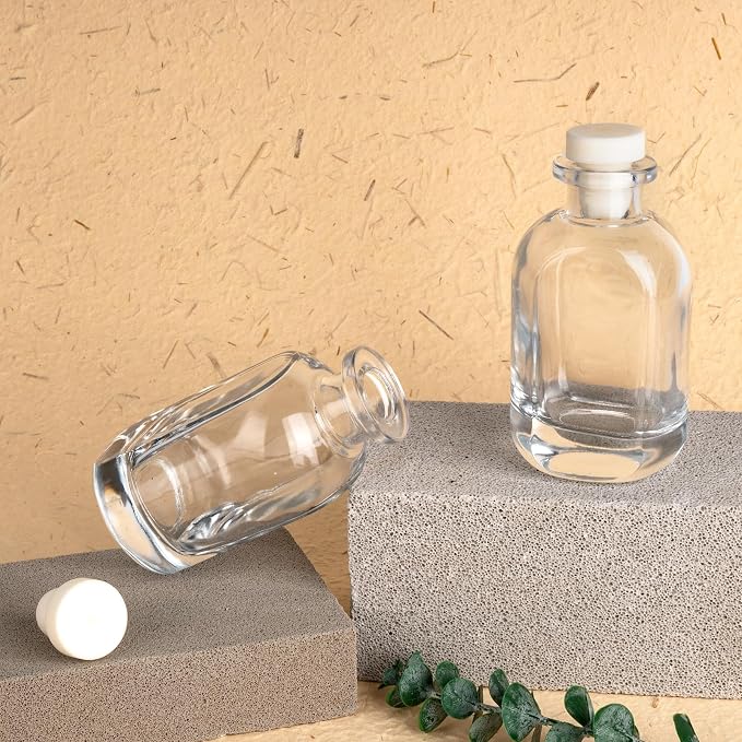Glass Diffuser Bottles 2 Pack 5oz/150ml Reed Diffuser Sticks Refillable Aromatherapy Storage Container (Clear)