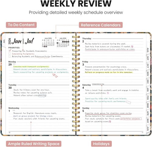 Academic Planner 2026-2027 by [Brand Name] | Hardcover Monthly & Weekly Agenda - A4 (8.5" x 11") - Garden Design