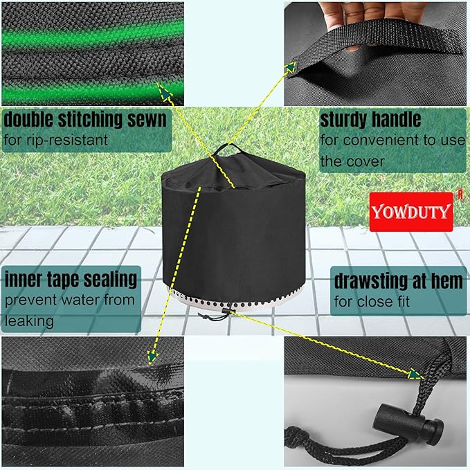 YOWDUTY Round Fire Pit Cover for Solo Stove Bonfire 20 Inch, Waterproof Heavy Duty 600D Material Patio Firepit Cover 20" for Solo Stove Bonfire Series,Round 21" D x 15" H