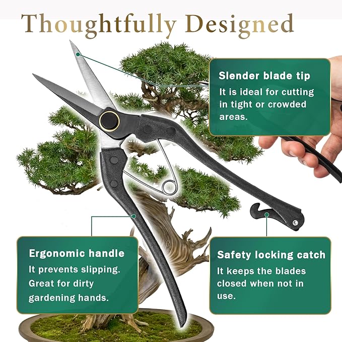 Professional Forged 8.2" Japanese Bud Cutting Pruning Shears Garden Flower Trimming Scissors Made in Japan (Double-blade)