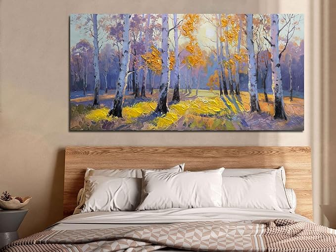 Brushart Forest Canvas Wall Art Nature Large Textured Picture Paintings Wall Decor Living Room Artwork for Walls Bedroom Home Office, 48"x24"